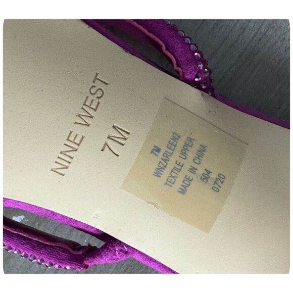 Nine West Zarleen 2 Slip On Heel in Dark Pink Fabric Rhinestones Women's Size 7M - Picture 11 of 13